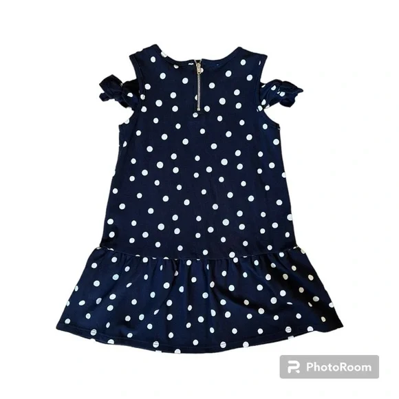NWOT Toughskins girls navy white polka dot dress 5 - Picture 2 of 4